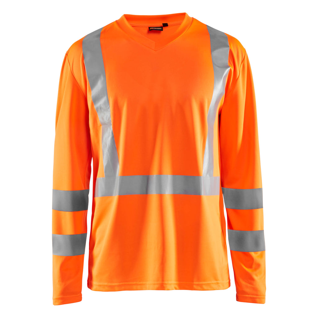 Blaklader 3383 Hi Vis Uv Long Sleeved T Shirt Hi Vis Orange Navy Blue Main