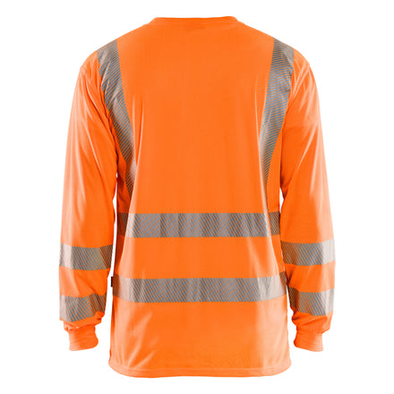 Blaklader 3385 Hi Vis Uv Long Sleeved T Shirt Hi Vis Orange Navy Blue Back