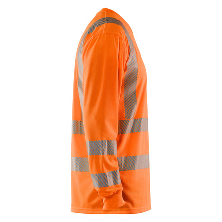 Blaklader 3385 Hi Vis Uv Long Sleeved T Shirt Hi Vis Orange Navy Blue Right