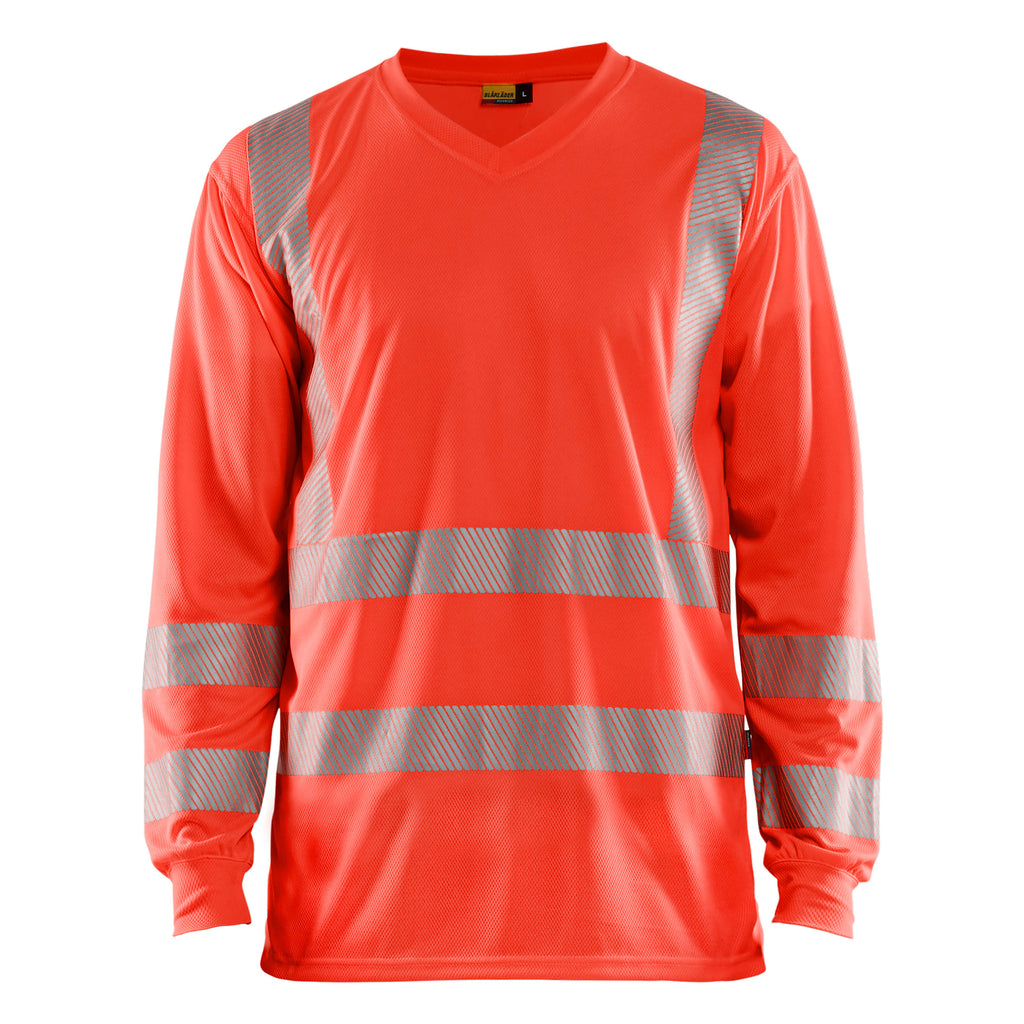 Blaklader 3385 Hi Vis Uv Long Sleeved T Shirt Hi Vis Red Main