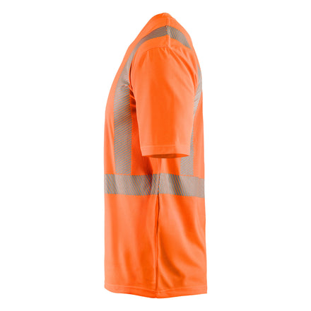 Blaklader 3386 Hi Vis Uv Protected T Shirt Hi Vis Orange Navy Blue Left