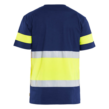 Blaklader 3387 Hi Vis T Shirt Navy Blue Hi Vis Yellow Back