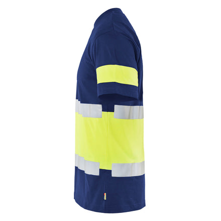 Blaklader 3387 Hi Vis T Shirt Navy Blue Hi Vis Yellow Left