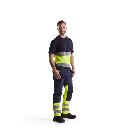 Blaklader 3387 Hi Vis T Shirt Navy Blue Hi Vis Yellow Model