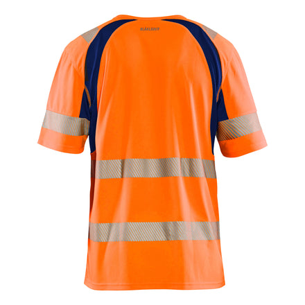 Blaklader 3397 Hi Vis Uv Protected T Shirt Hi Vis Orange Navy Blue Back