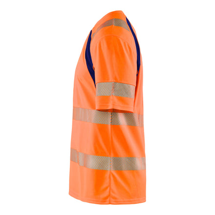 Blaklader 3397 Hi Vis Uv Protected T Shirt Hi Vis Orange Navy Blue Left