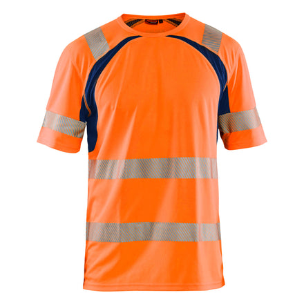 Blaklader 3397 Hi Vis Uv Protected T Shirt Hi Vis Orange Navy Blue Main
