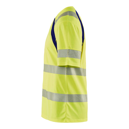 Blaklader 3397 Hi Vis Uv Protected T Shirt Hi Vis Yellow Navy Blue Left