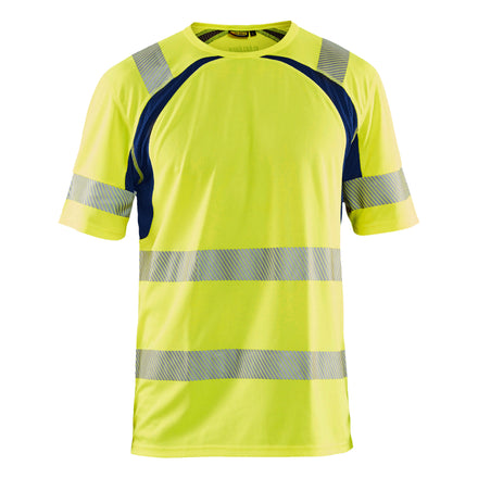 Blaklader 3397 Hi Vis Uv Protected T Shirt Hi Vis Yellow Navy Blue Main