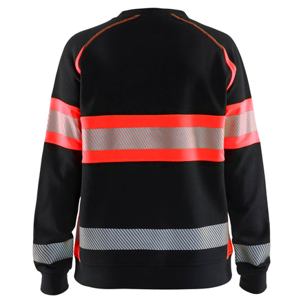Blaklader 3409 Women’S Hi Vis Sweatshirt Black Hi Vis Red Back