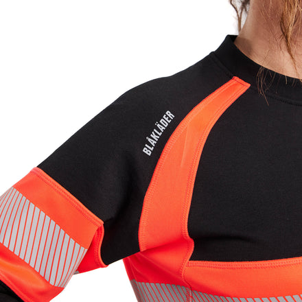 Blaklader 3409 Women’S Hi Vis Sweatshirt Black Hi Vis Red Feature 1