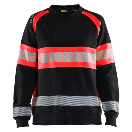 Blaklader 3409 Women’S Hi Vis Sweatshirt Black Hi Vis Red Main