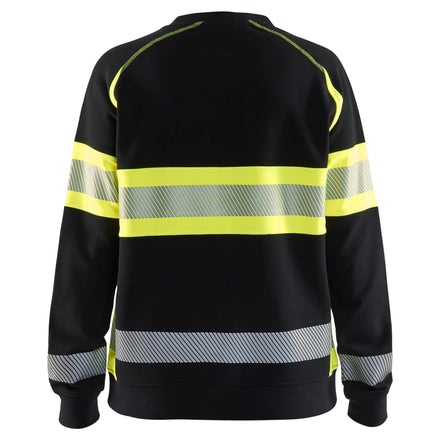 Blaklader 3409 Women’S Hi Vis Sweatshirt Black Hi Vis Yellow Back
