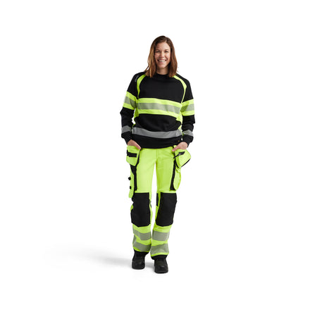 Blaklader 3409 Women’S Hi Vis Sweatshirt Black Hi Vis Yellow Model