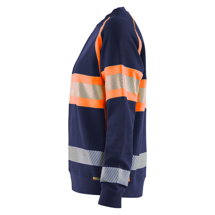 Blaklader 3409 Women’S Hi Vis Sweatshirt Navy Blue Hi Vis Orange Left