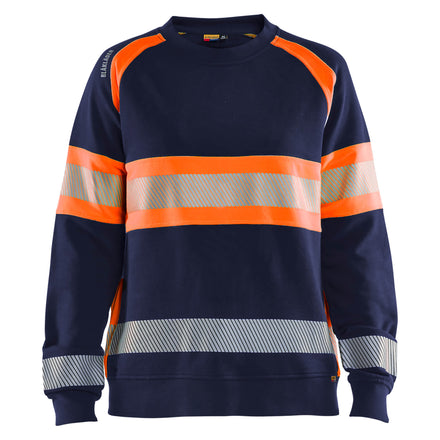 Blaklader 3409 Women’S Hi Vis Sweatshirt Navy Blue Hi Vis Orange Main