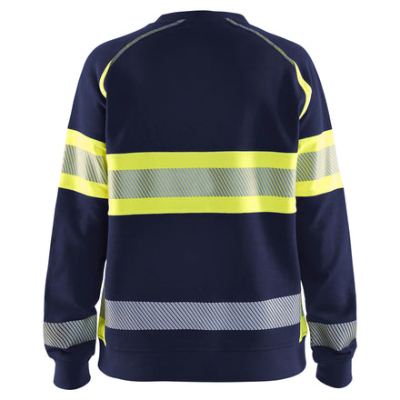 Blaklader 3409 Women’S Hi Vis Sweatshirt Navy Blue Hi Vis Yellow Back