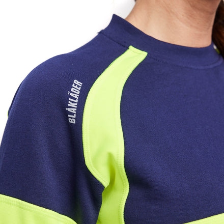 Blaklader 3409 Women’S Hi Vis Sweatshirt Navy Blue Hi Vis Yellow Feature 1