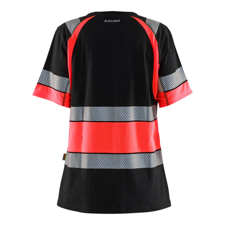 Blaklader 3410 Women’S Hi Vis T Shirt Black Hi Vis Red Back