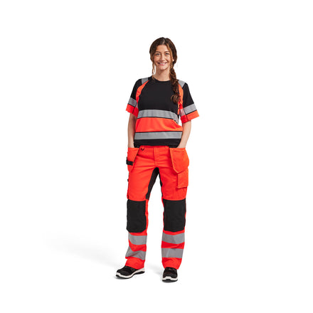 Blaklader 3410 Women’S Hi Vis T Shirt Black Hi Vis Red Model