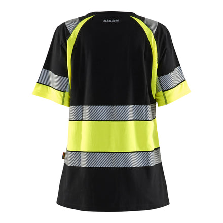 Blaklader 3410 Women’S Hi Vis T Shirt Black Hi Vis Yellow Back