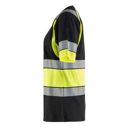 Blaklader 3410 Women’S Hi Vis T Shirt Black Hi Vis Yellow Left