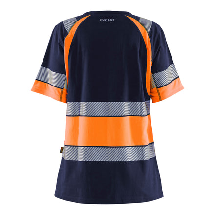 Blaklader 3410 Women’S Hi Vis T Shirt Blue Hi Vis Orange Back