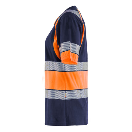 Blaklader 3410 Women’S Hi Vis T Shirt Blue Hi Vis Orange Left