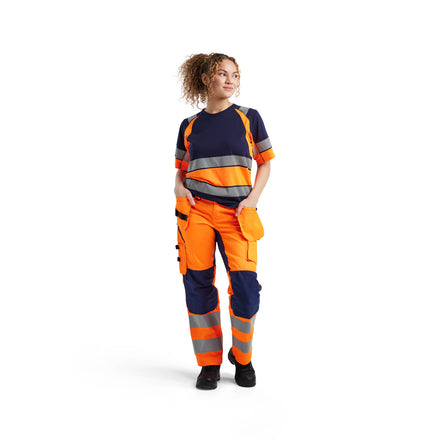 Blaklader 3410 Women’S Hi Vis T Shirt Blue Hi Vis Orange Model