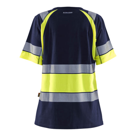 Blaklader 3410 Women’S Hi Vis T Shirt Navy Blue Hi Vis Yellow Back