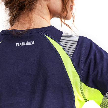Blaklader 3410 Women’S Hi Vis T Shirt Navy Blue Hi Vis Yellow Feature 1