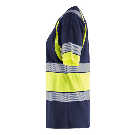 Blaklader 3410 Women’S Hi Vis T Shirt Navy Blue Hi Vis Yellow Left