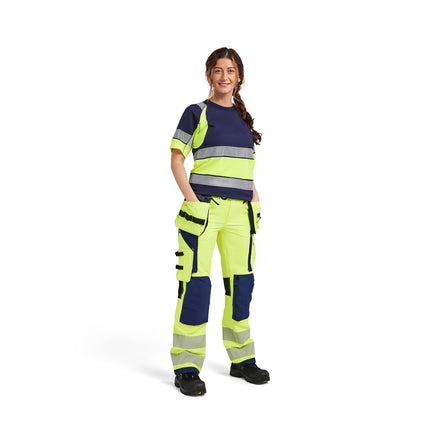 Blaklader 3410 Women’S Hi Vis T Shirt Navy Blue Hi Vis Yellow Model