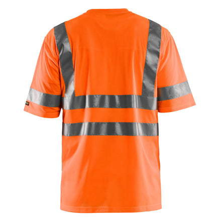 Blaklader 3413 Hi Vis T Shirt Hi Vis Orange Navy Blue Back