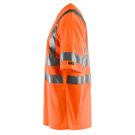 Blaklader 3413 Hi Vis T Shirt Hi Vis Orange Navy Blue Left