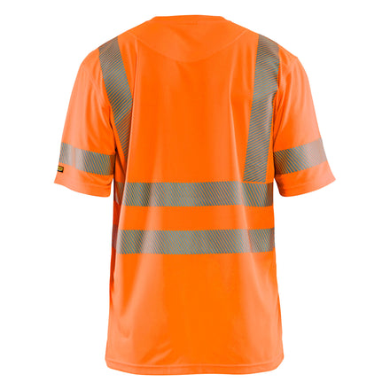 Blaklader 3420 Hi Vis Uv Protected T Shirt Hi Vis Orange Navy Blue Back