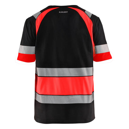 Blaklader 3421 Hi Vis T Shirt Black Hi Vis Red Back