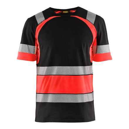 Blaklader 3421 Hi Vis T Shirt Black Hi Vis Red Main