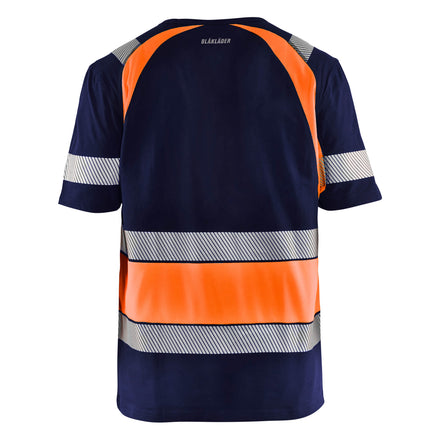 Blaklader 3421 Hi Vis T Shirt Blue Hi Vis Orange Back