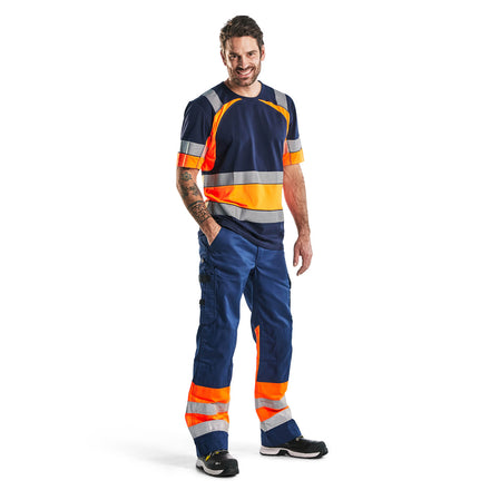 Blaklader 3421 Hi Vis T Shirt Blue Hi Vis Orange Model
