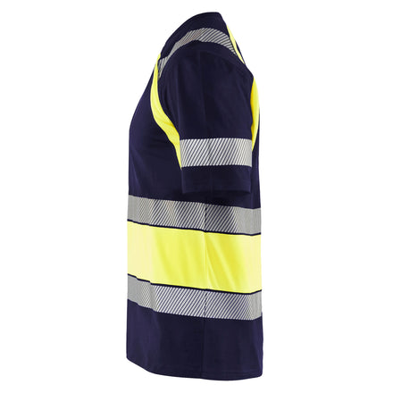 Blaklader 3421 Hi Vis T Shirt Navy Blue Hi Vis Yellow Left