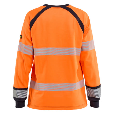 Blaklader 3437 Orange/Navy Blue Arc Flash & Fire Retardant Women’S Long-Sleeved T-Shirt Multinorm Inherent