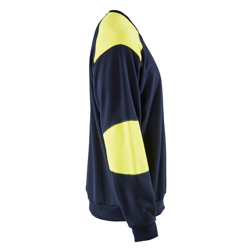 Blaklader 3458 Flame Resistant Sweatshirt Navy Blue Hi Vis Yellow Right
