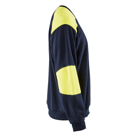 Blaklader 3458 Flame Resistant Sweatshirt Navy Blue Hi Vis Yellow Right