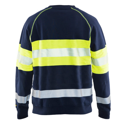 Blaklader 3459 Multinorm Sweatshirt Navy Blue Hi Vis Yellow Back