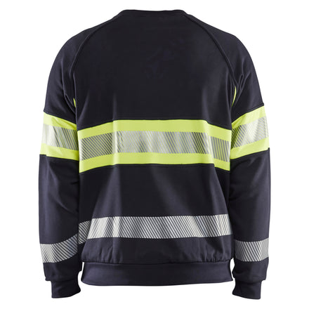 Blaklader 3459 Multinorm Sweatshirt Navy Blue Hi Vis Yellow Back