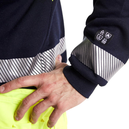 Blaklader 3459 Multinorm Sweatshirt Navy Blue Hi Vis Yellow Feature 1