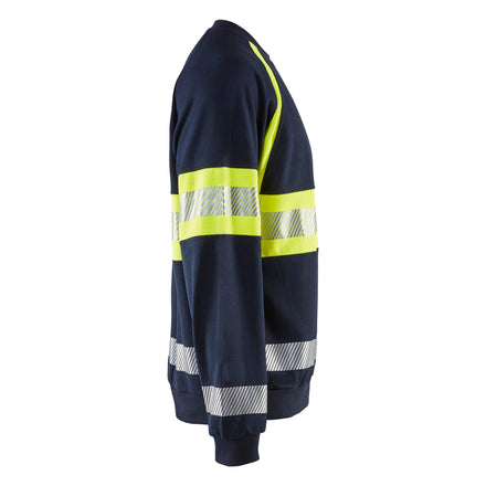 Blaklader 3459 Multinorm Sweatshirt Navy Blue Hi Vis Yellow Left