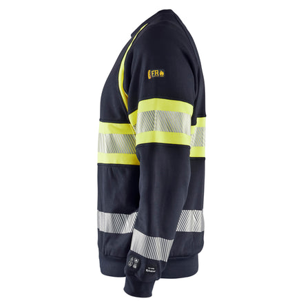 Blaklader 3459 Multinorm Sweatshirt Navy Blue Hi Vis Yellow Left