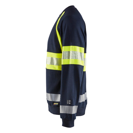 Blaklader 3459 Multinorm Sweatshirt Navy Blue Hi Vis Yellow Right